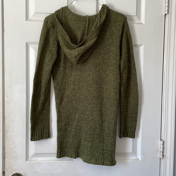 Linda Matthews green hooded button up long sleeve cardigan sweater top shirt S - Picture 3 of 17